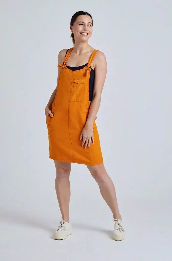 Flax and Loom womens vegan Dress Dungaree Peggy Sun Orange