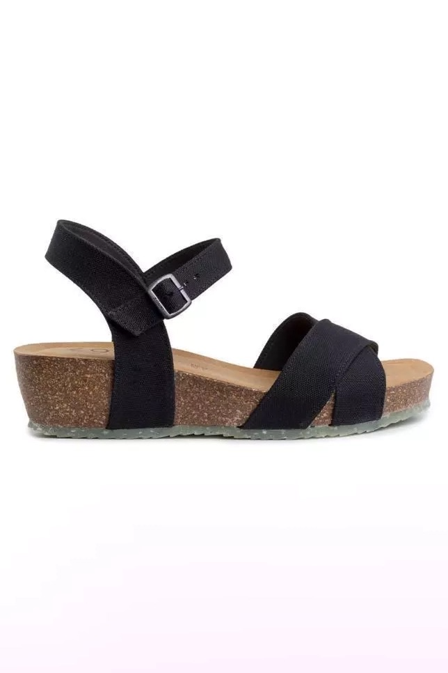 Zouri Damen vegan Sandalen Natur Schwarz