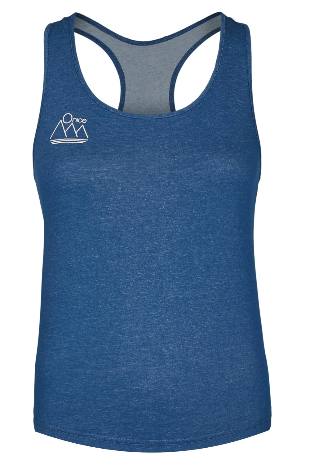 nice to meet me womens vegan Racerback Top Denim Melange