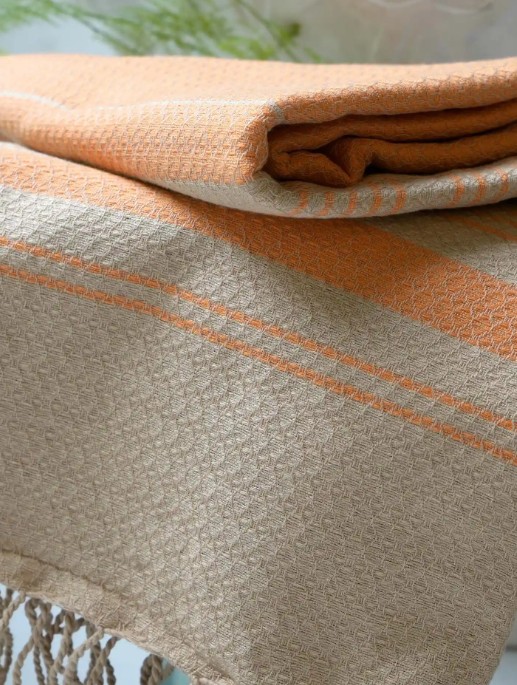 nice to meet me unisex vegan Towel Foutas Collection Sand And Curcuma Orange/Brown