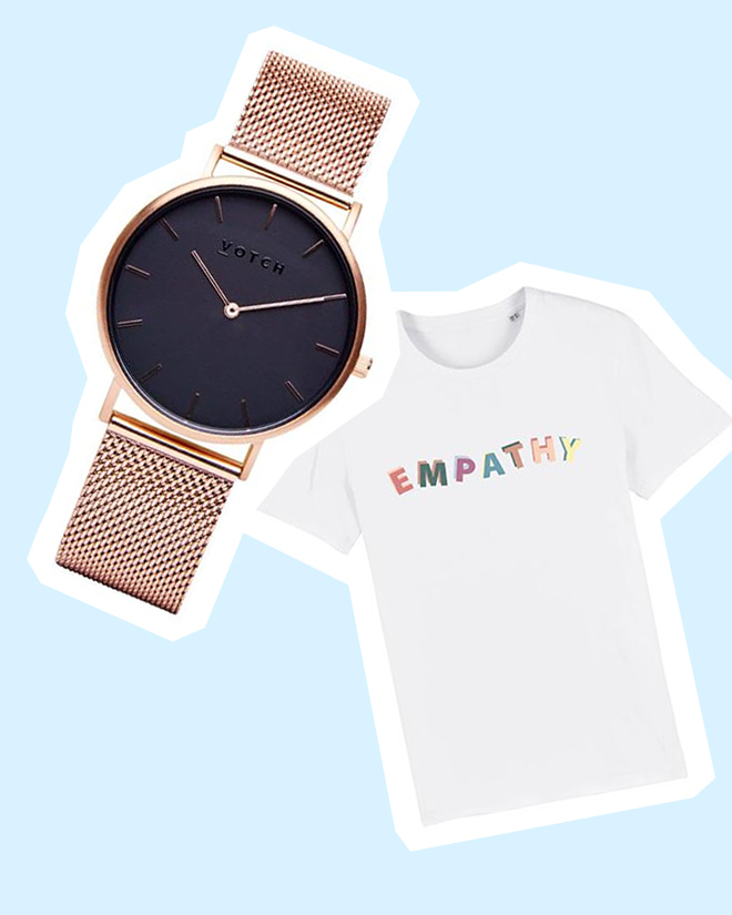 Ethical empathy t-shirt and vegan watch