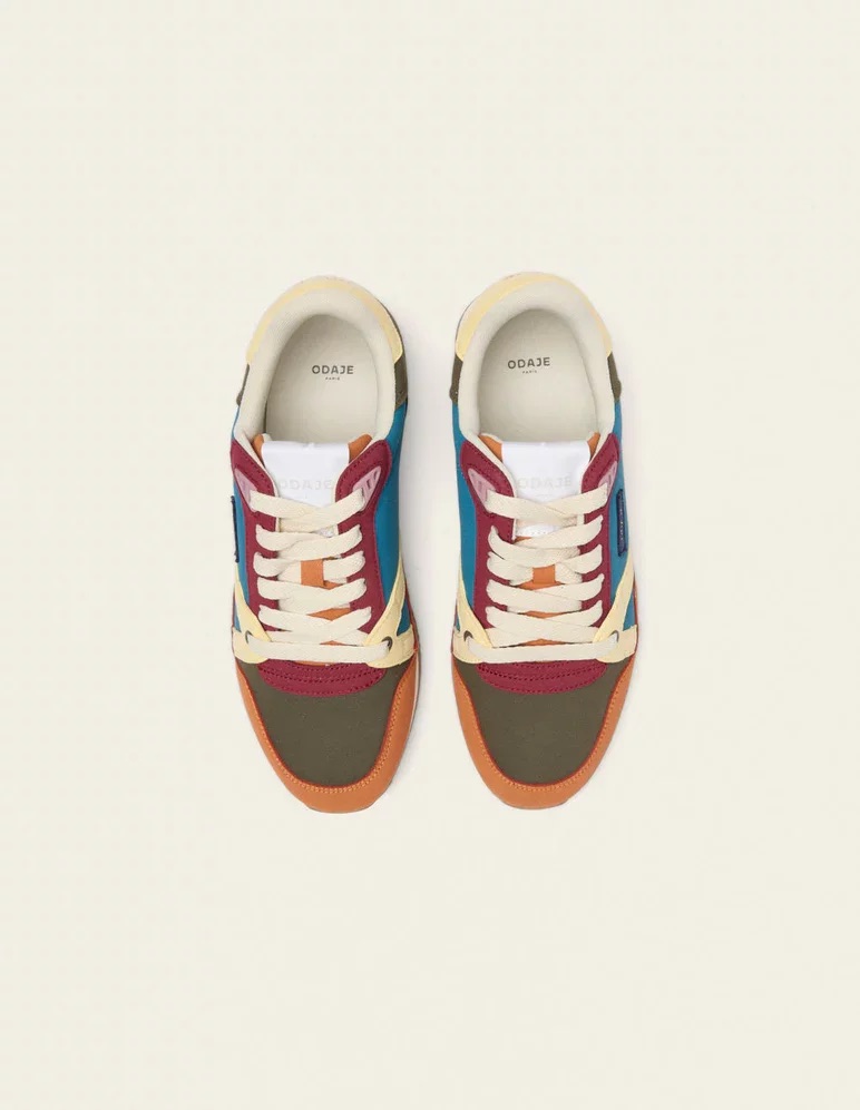 Odaje womens vegan Sneakers Andrée Burgundy/Khaki/Brick