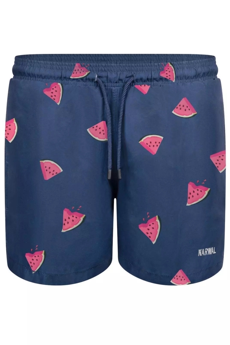 Narwal Herren vegan Badeshorts Watermelon Print Blau