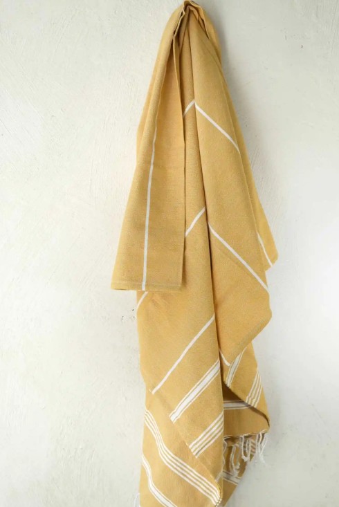 nice to meet me unisex vegan Towel Hammam Collection White And Golden Yellow