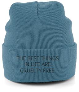 Beanie Unisex The Best Things in Life are Cruelty-Free - Surf Blue