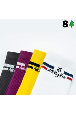 4-pack Socks Purple Yellow Grey White