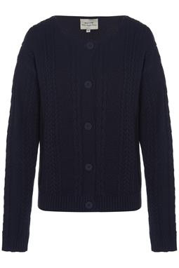 Will's Vegan Store Cardigan Chunky Button Up Knitted Navy Blue