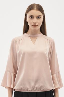 Tencel Blouse With 3/4 Flounce Sleeves