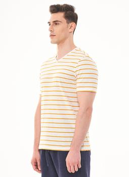 ORGANICATION T-Shirt Gestreept Wit Geel