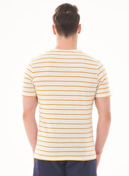 ORGANICATION T-Shirt Gestreept Wit Geel