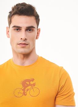 ORGANICATION T-Shirt Fiets Print Oranje
