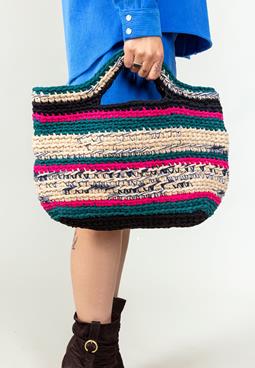 MAHLA Aina Crochet Handbag Pink/Beige/Emerald