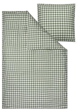 MELA Beddengoedset Majuli Check Herbal Green / Natural White
