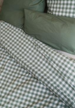 MELA Beddengoedset Majuli Check Herbal Green / Natural White