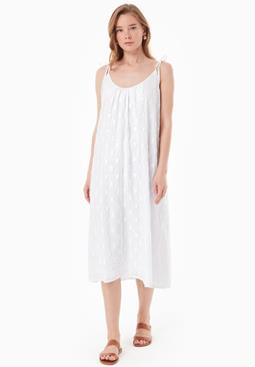 ORGANICATION Kleid Jacquard Weiß