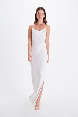 Neu Nomads Abendkleid Cowl Neck Schneeweiß