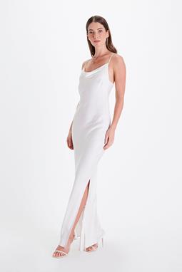 Neu Nomads Abendkleid Cowl Neck Schneeweiß