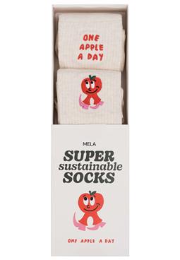 MELA Multipack 2x Socks Artist Edition Cream Melange/One Apple A Day