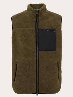KnowledgeCotton Apparel Vest Fleece Teddy Dark Olive