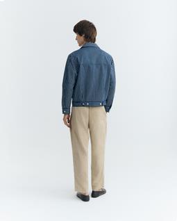 Thinking MU Jacket Boxy Bruno Natural Dye Striped Blue