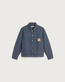Thinking MU Jacket Boxy Bruno Natural Dye Striped Blue