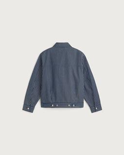 Thinking MU Jacket Boxy Bruno Natural Dye Striped Blue