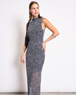 JAN 'N JUNE Maxikleid Mesh Culex Zebra Print