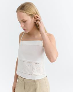 Thinking MU Top Raida Bestickt Weiß