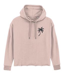 Embroidered Palm Tree Cropped Hoodie