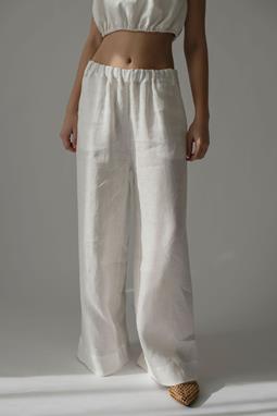 Amber Linen Broek Ida Met Wijde Pijpen Wit