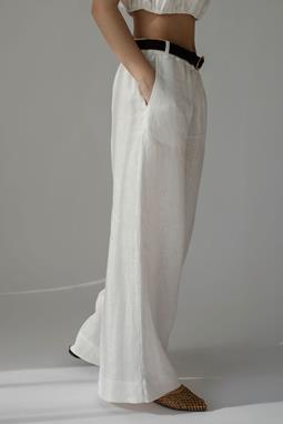 Amber Linen Broek Ida Met Wijde Pijpen Wit