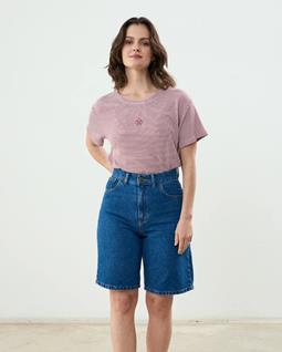 Clotsy T-Shirt Mauve Gestreept