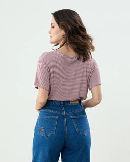 Clotsy T-Shirt Mauve Gestreept