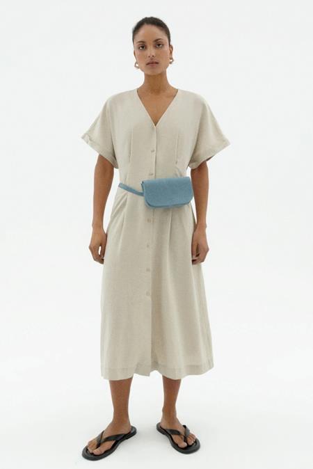 Thinking MU Dress Fitted Waist Laura Beige