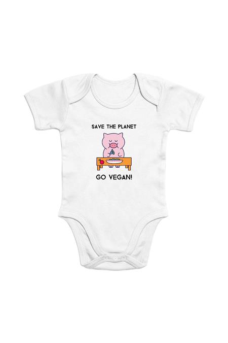 Save The Planet Go Vegan - Bio Strampler