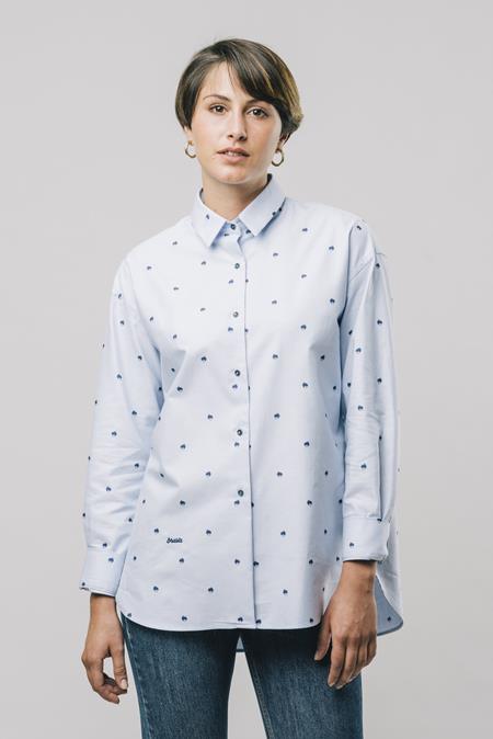 Overhemd Yoko Print Lichtblauw
