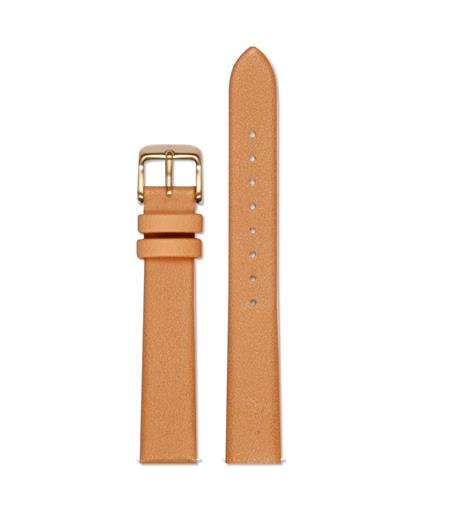 Watch Strap 16 Mm Brown With Brushed Gold Buckle