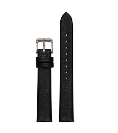Watch Strap 16 Mm Black With Brushed Silver Buckle