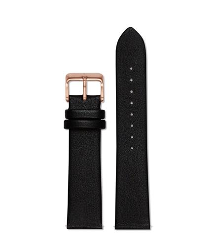 Watch Strap 20 Mm Black With Brushed Rosegold Buckle