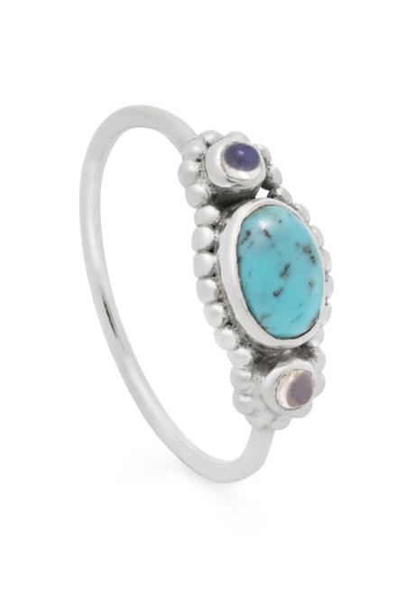 Om Turquoise Stacking Ring Silver 