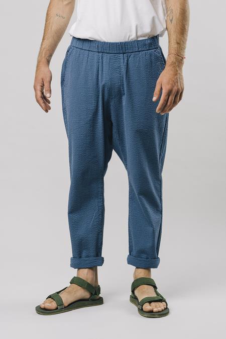 Pantalon Seersucker Bleu Océan