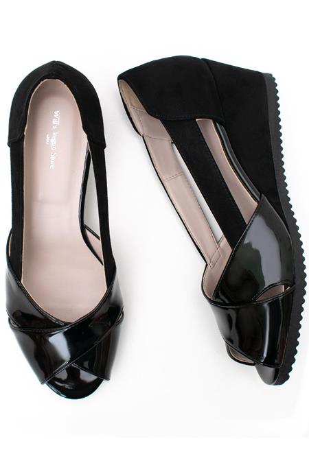 Wedges Peep Toe Black