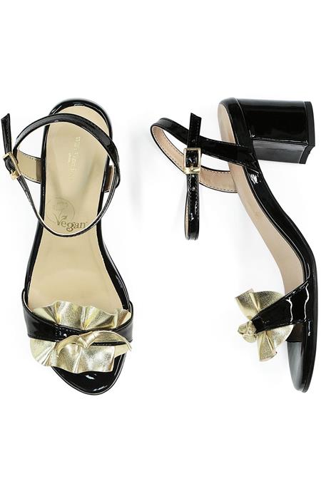 Sandals Ruffle Black & Gold