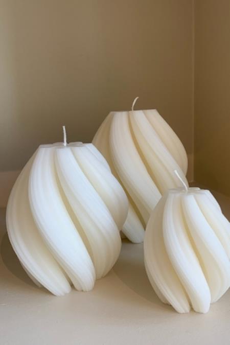Kerzenset Toki Twirl Cream