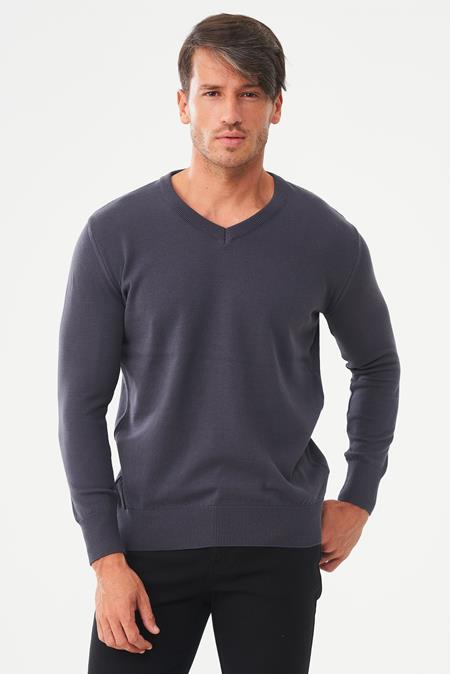 Sweater V-Neck Dark Grey