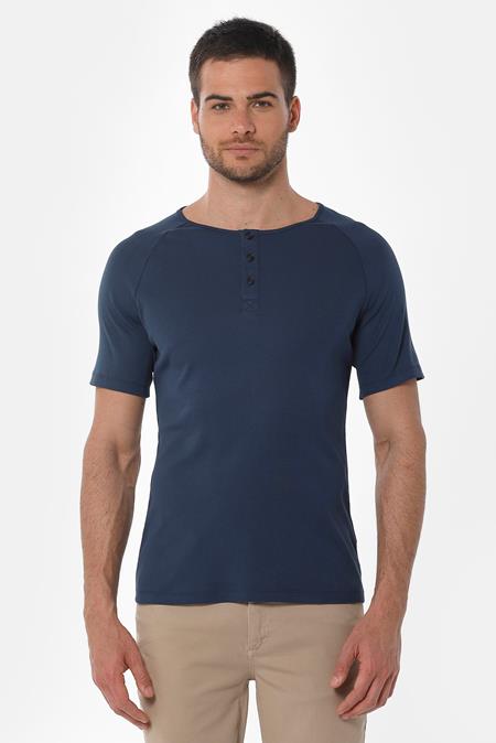 T-Shirt Henley Navy