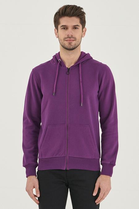 Hooded Sweat Jacket Organic Cotton Purple