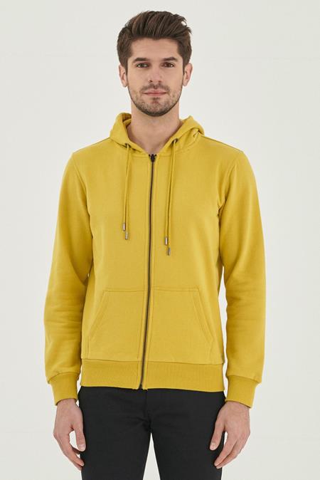 Hooded Sweat Jacket Organic Cotton Dark Yellow