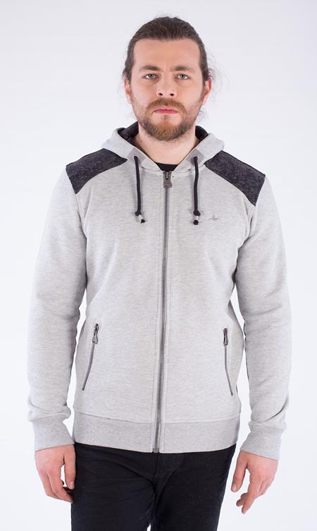 Hoodie With Zipper Gray
