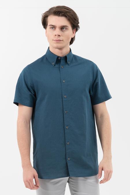 Kurzarm-Hemd Donkerblauw
